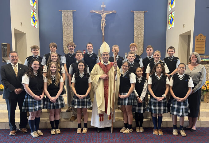 Bishop Koenig delivers special message to students during visit to Most Blessed Sacrament School in Berlin, Md.