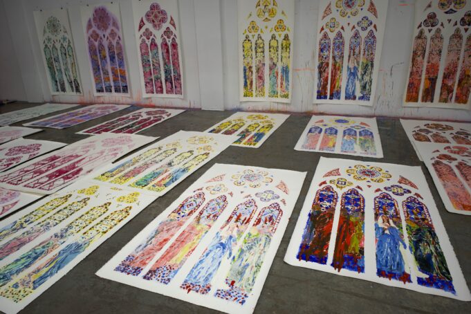 New stained-glass designs for Notre Dame Cathedral in Paris now on display amid ongoing debate
