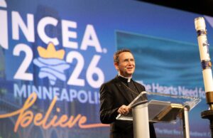 Healing the human heart, particularly of the young, is the job of Catholic educators, Bishop Andrew H. Cozzens says in convention keynote