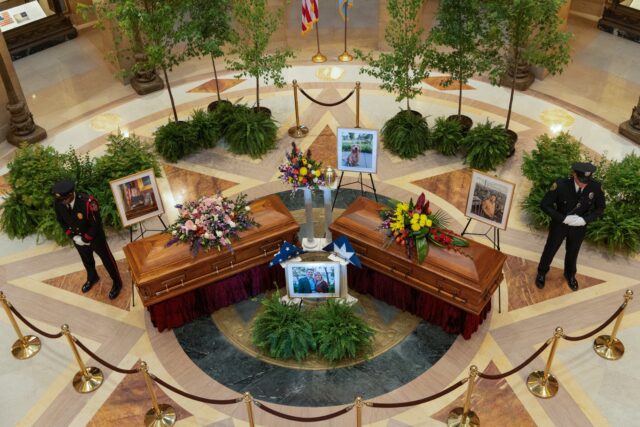 CASKETS OF MELISSA AND MARK HORTMAN MINNESOTA CAPITOL