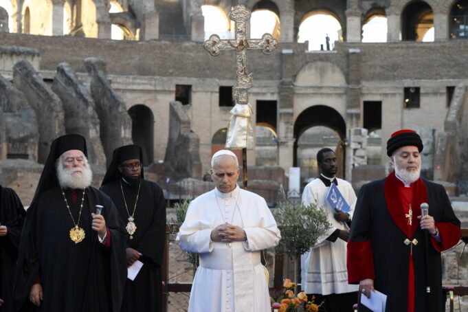 Political leaders have duty before God to end war, Pope Leo XIV says at peace meeting: ‘Enough!’