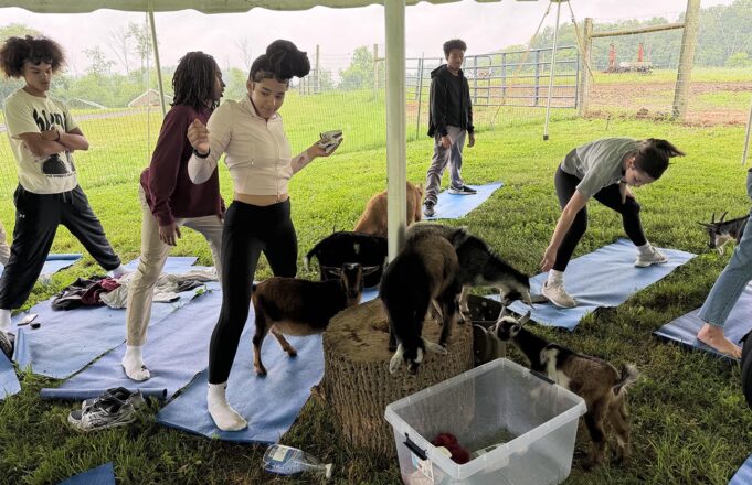 ‘Ferris Bueller’ and other kids greet St. Elizabeth School students at goat yoga in Wilmington: Photo gallery