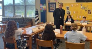 Most Blessed Sacrament Catholic School student council learns about servant leadership with Bishop Koenig, others